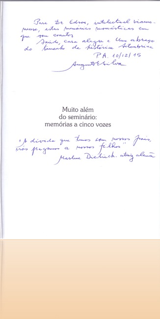 2015 - Li - Muito além do seminário - Presente Marga E. Santos - Dedicatória Augusto da Silva