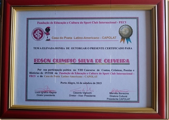 Diploma da Premiação 2015 