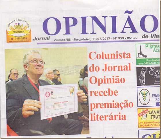 2017 - 07 - 11 - Jornal Opinião - Capa Premiação